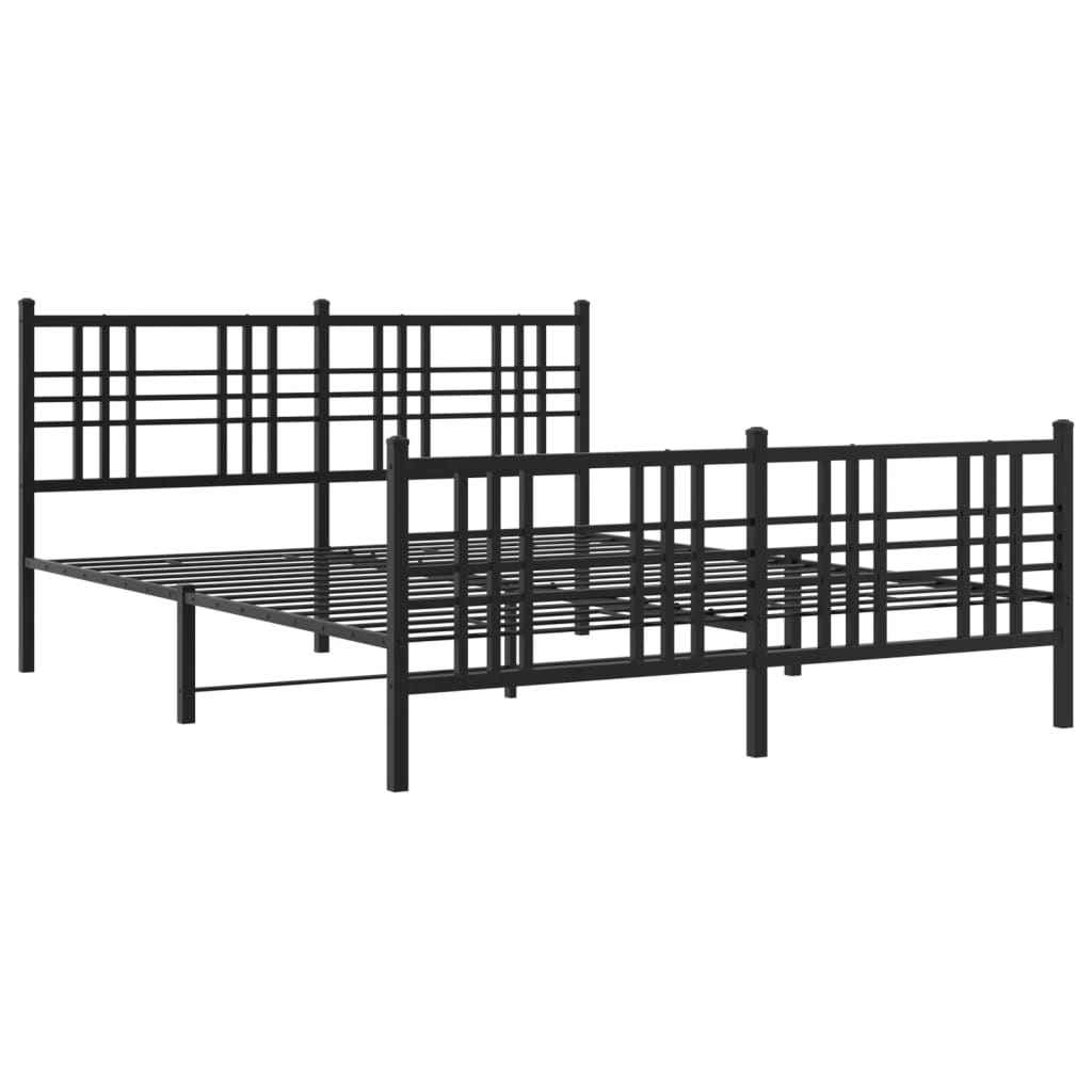 vidaXL Metal Bed Frame without Mattress with Footboard Black 160x200cm