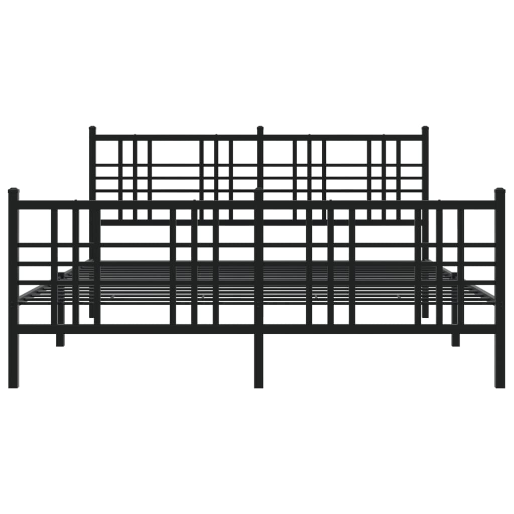 vidaXL Metal Bed Frame without Mattress with Footboard Black 160x200cm