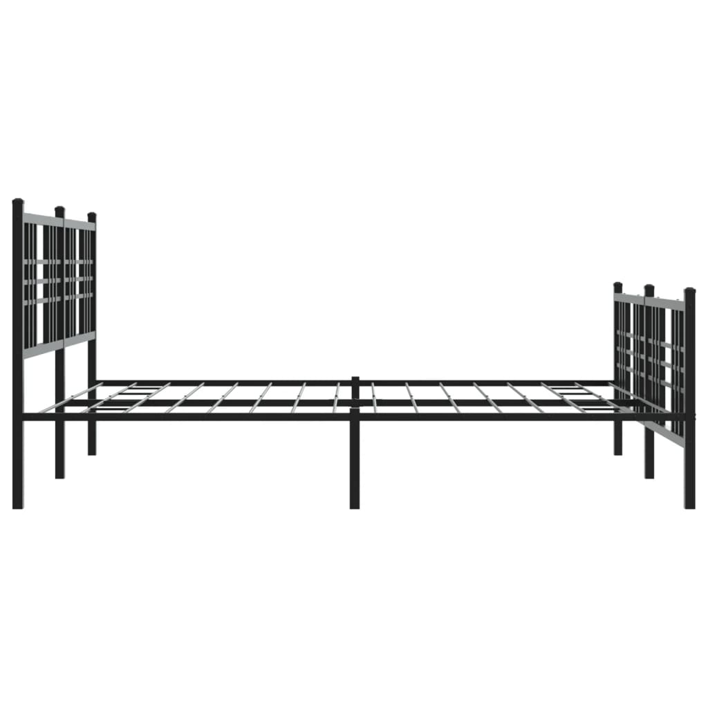 vidaXL Metal Bed Frame without Mattress with Footboard Black 160x200cm