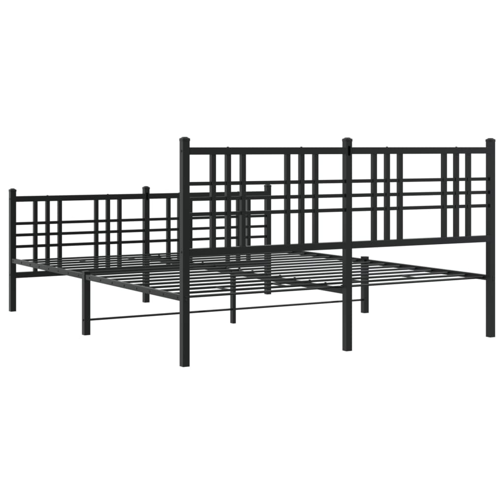 vidaXL Metal Bed Frame without Mattress with Footboard Black 160x200cm