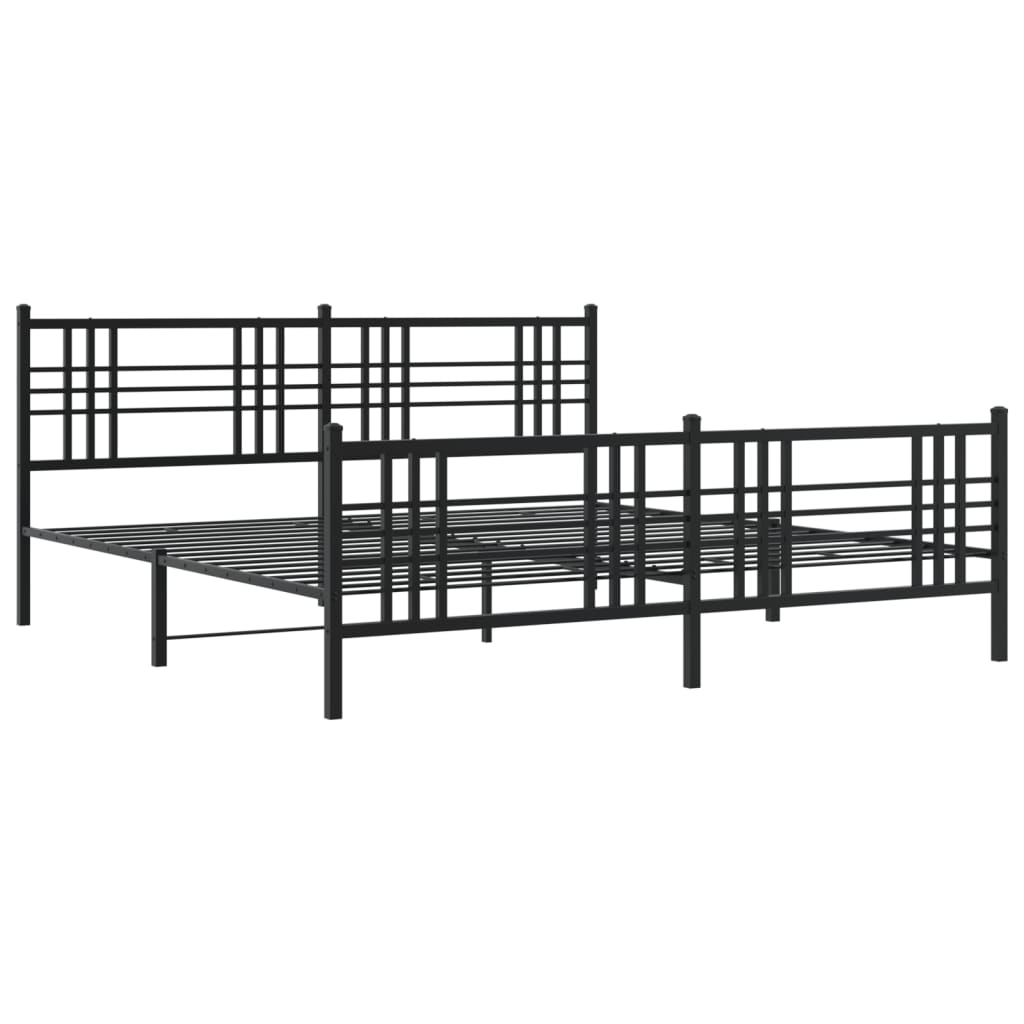 vidaXL Metal Bed Frame without Mattress with Footboard Black 180x200cm