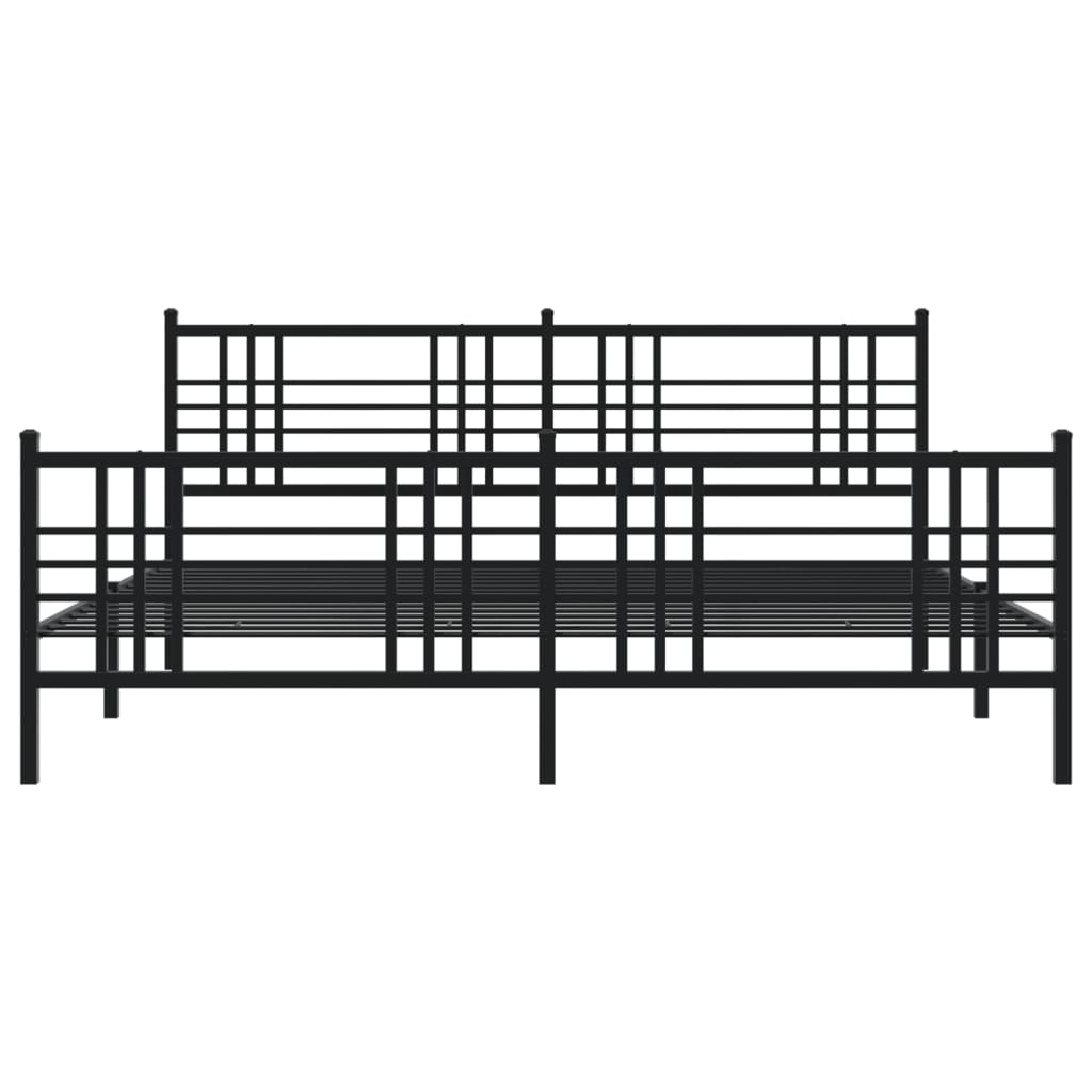 vidaXL Metal Bed Frame without Mattress with Footboard Black 180x200cm