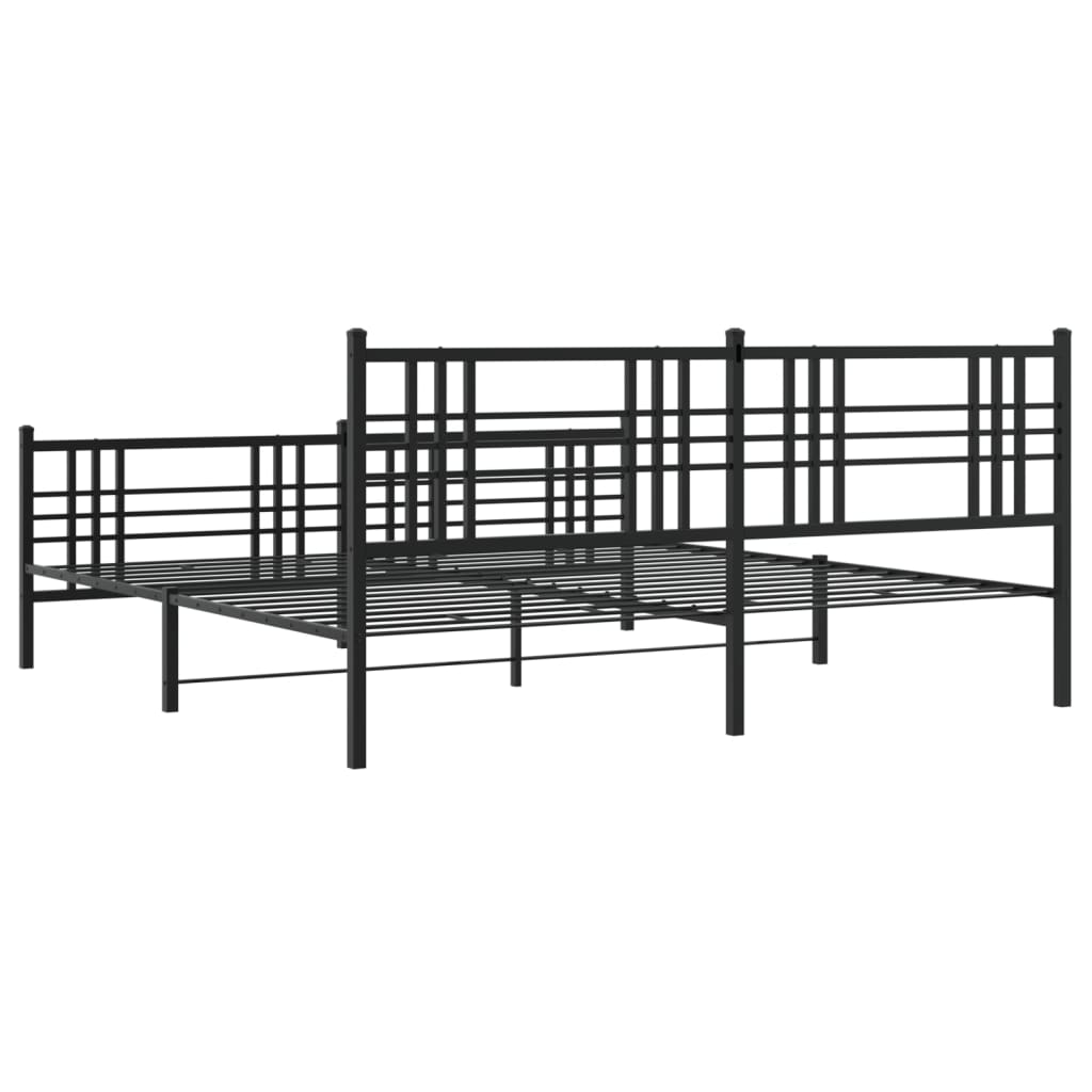 vidaXL Metal Bed Frame without Mattress with Footboard Black 180x200cm