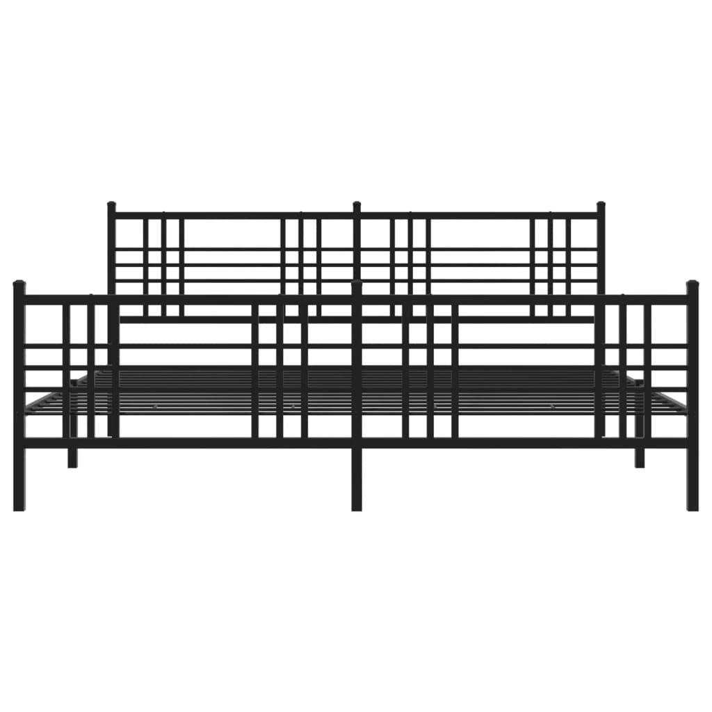 vidaXL Metal Bed Frame without Mattress with Footboard Black 183x213cm