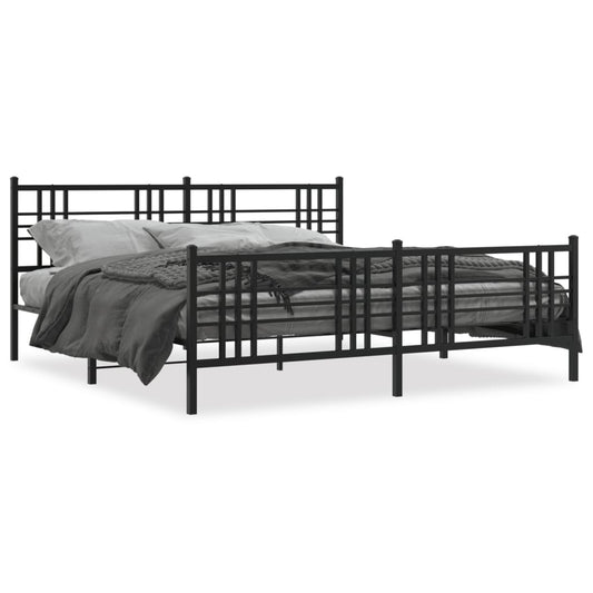 vidaXL Metal Bed Frame without Mattress with Footboard Black 183x213cm