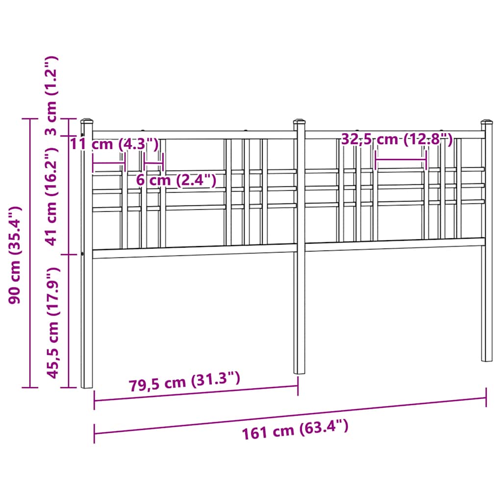 Metal Replace Headboard Black 160cm
