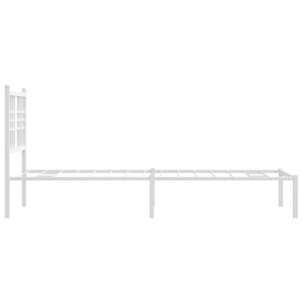 vidaXL Metal Bed Frame without Mattress with Headboard White 75x190cm