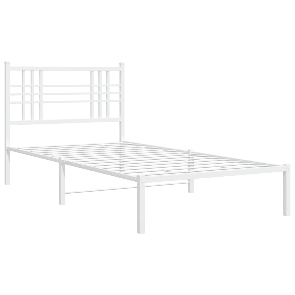 vidaXL Metal Bed Frame without Mattress with Headboard White 90x190cm