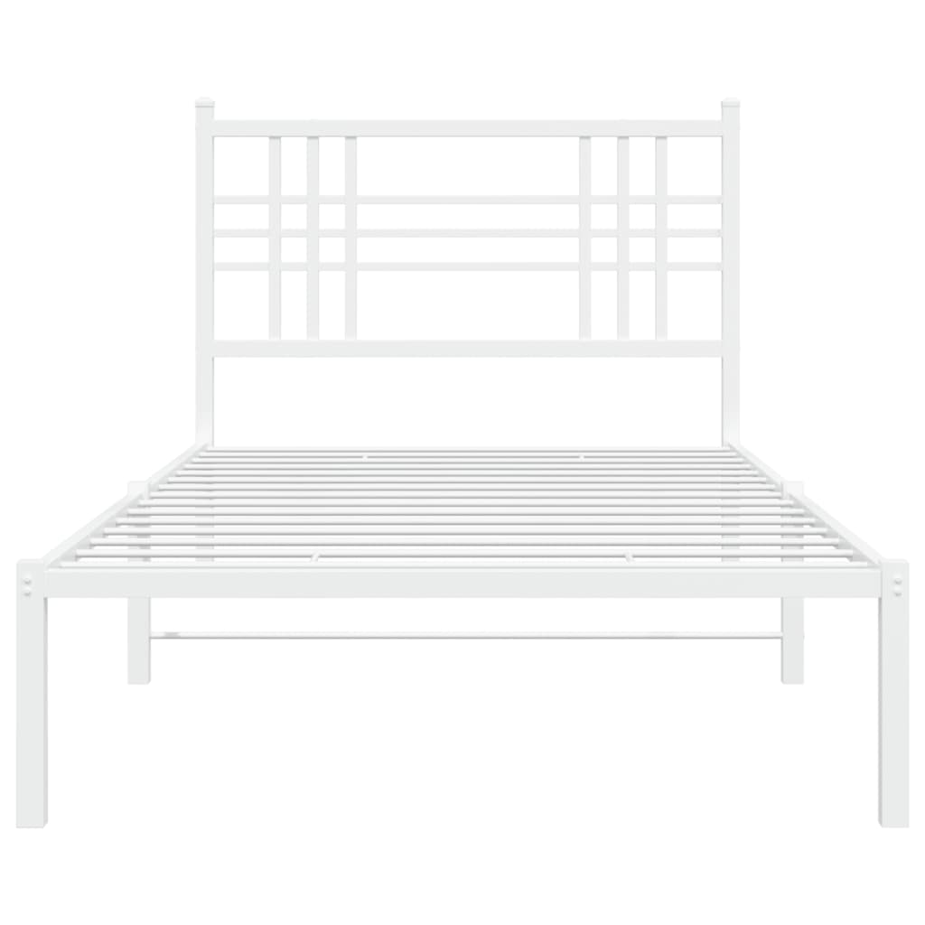 vidaXL Metal Bed Frame without Mattress with Headboard White 90x190cm