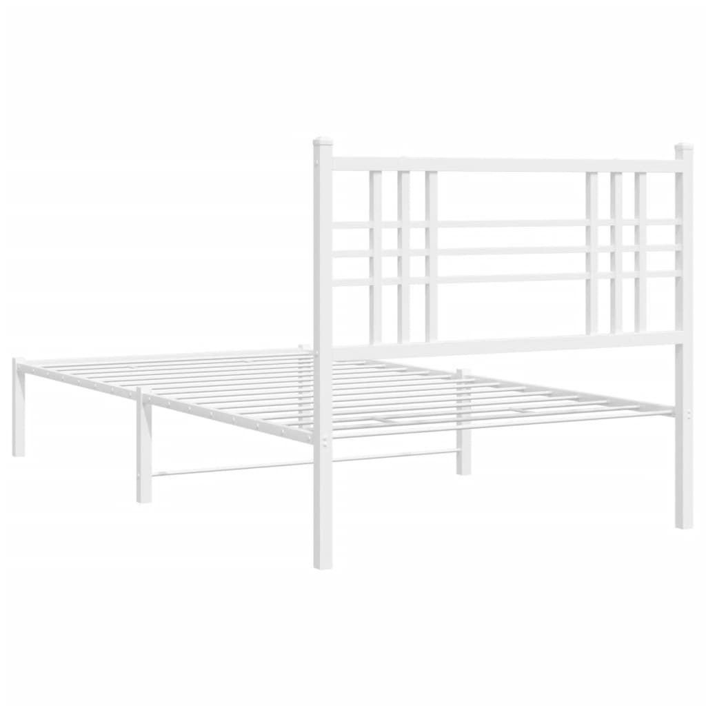 vidaXL Metal Bed Frame without Mattress with Headboard White 90x190cm