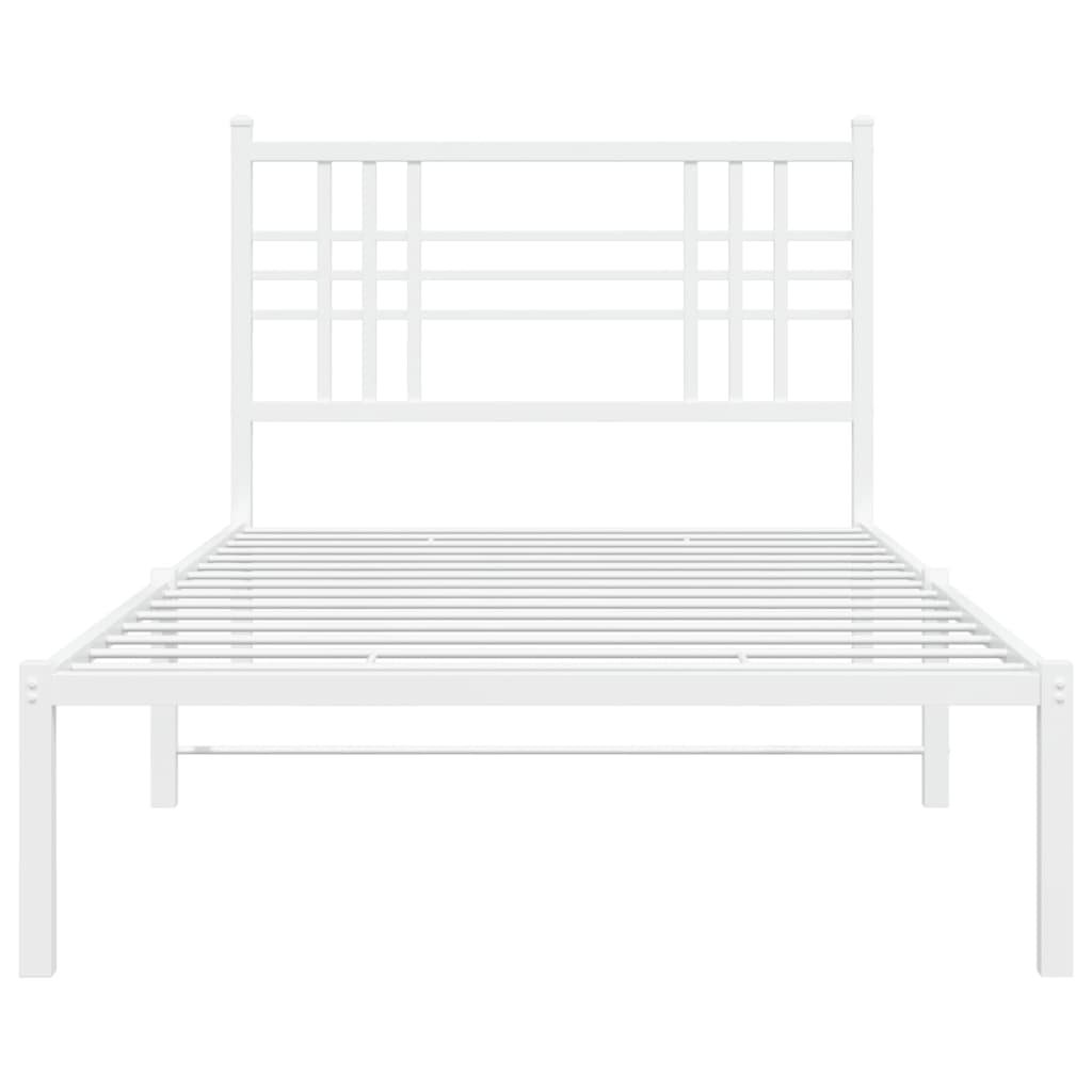 vidaXL Metal Bed Frame without Mattress with Headboard White 90x200cm