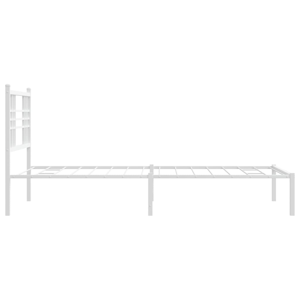 vidaXL Metal Bed Frame without Mattress with Headboard White 100x200cm