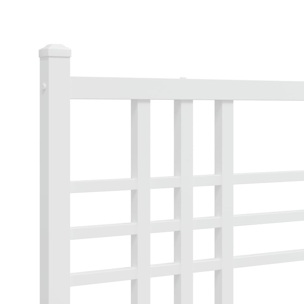 vidaXL Metal Bed Frame without Mattress with Headboard White 100x200cm