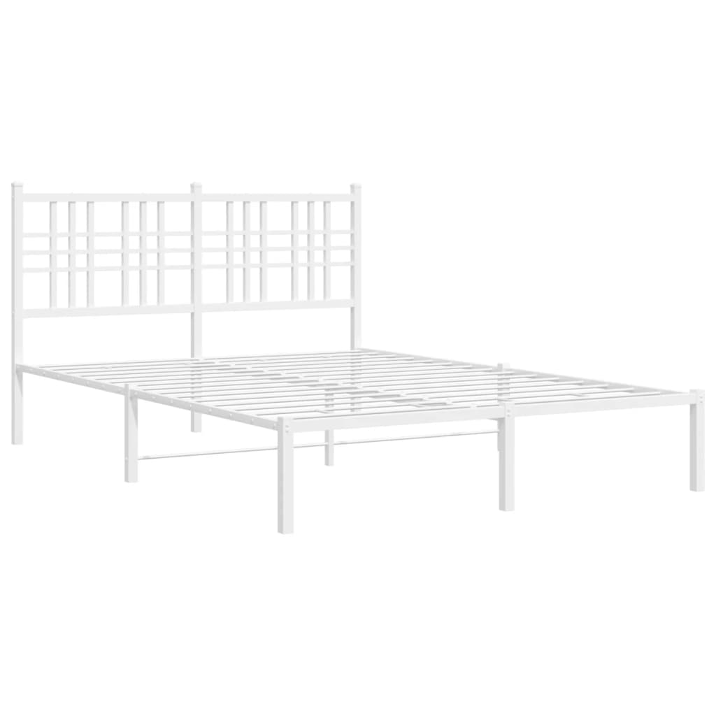 vidaXL Metal Bed Frame without Mattress with Headboard White 120x200cm