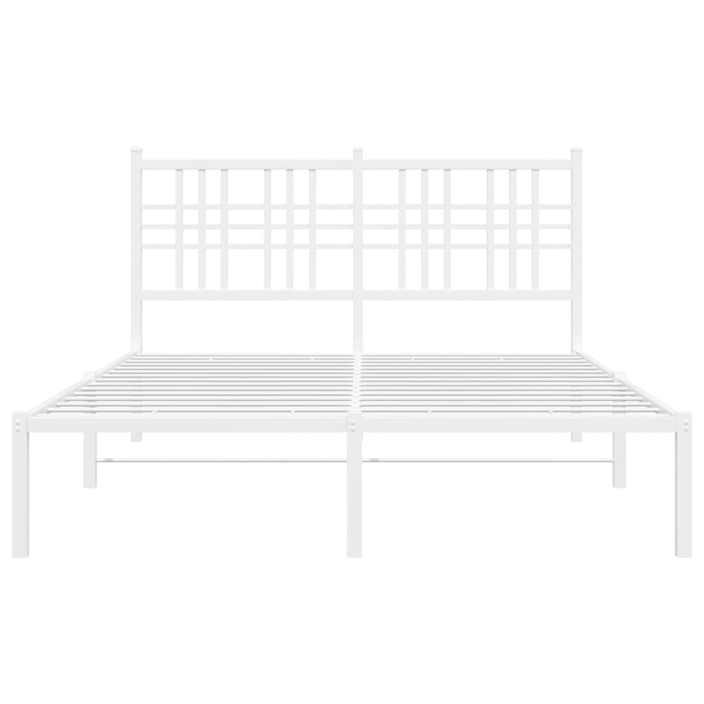 vidaXL Metal Bed Frame without Mattress with Headboard White 120x200cm