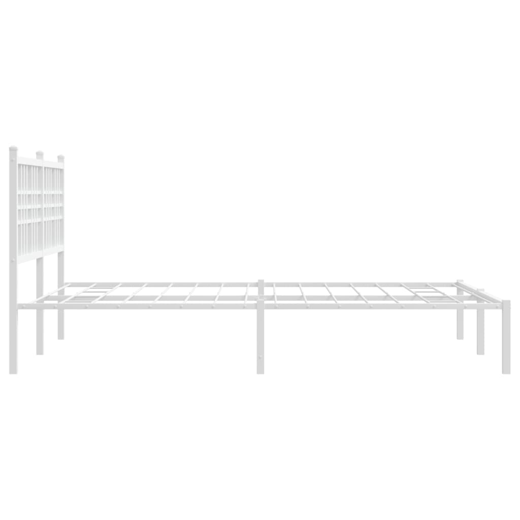 vidaXL Metal Bed Frame without Mattress with Headboard White 120x200cm