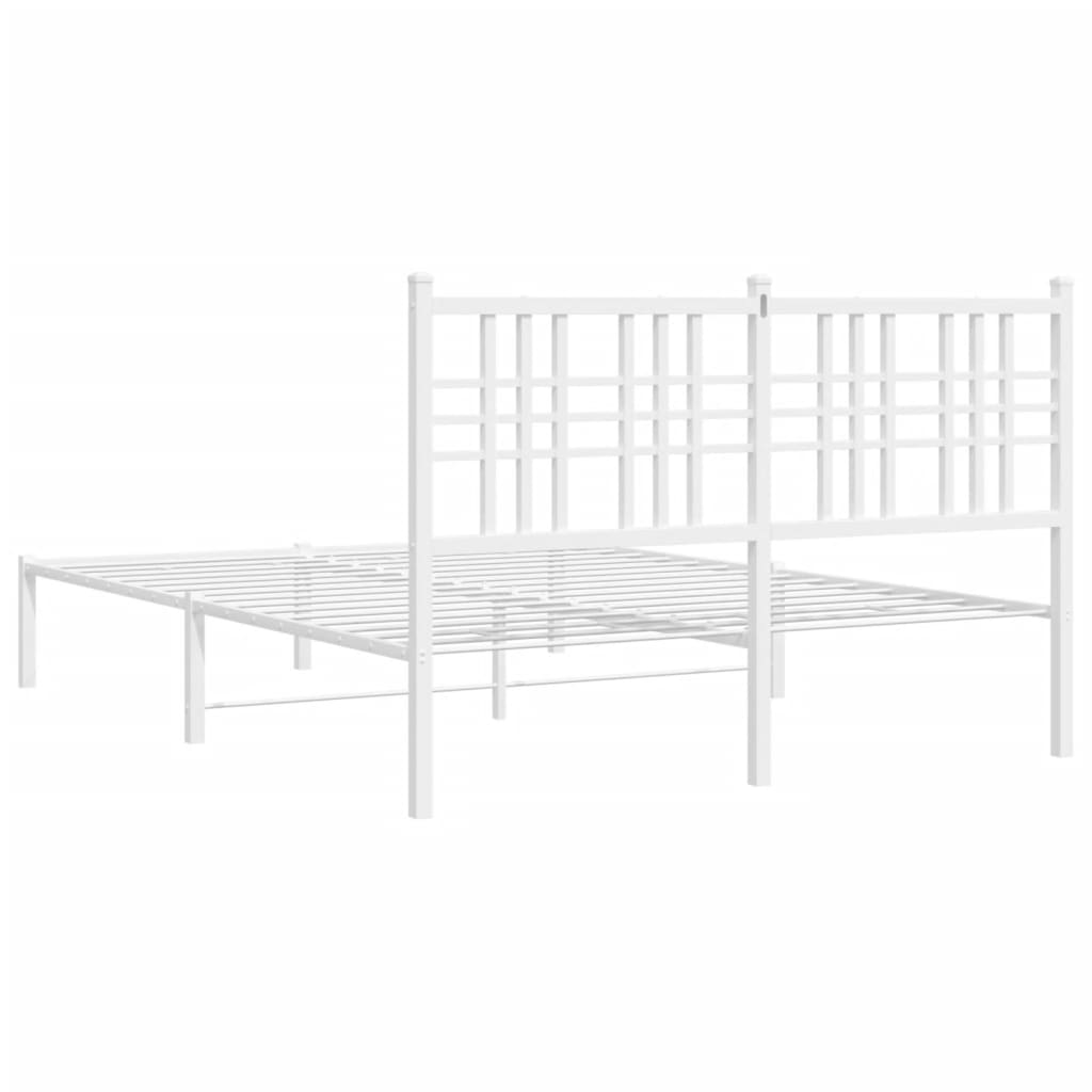 vidaXL Metal Bed Frame without Mattress with Headboard White 120x200cm