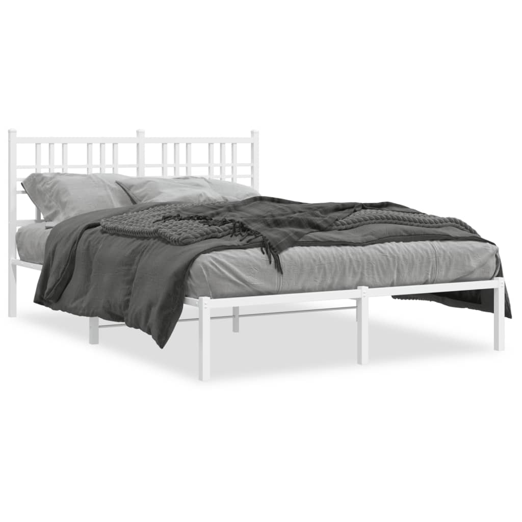 vidaXL Metal Bed Frame without Mattress with Headboard White 120x200cm