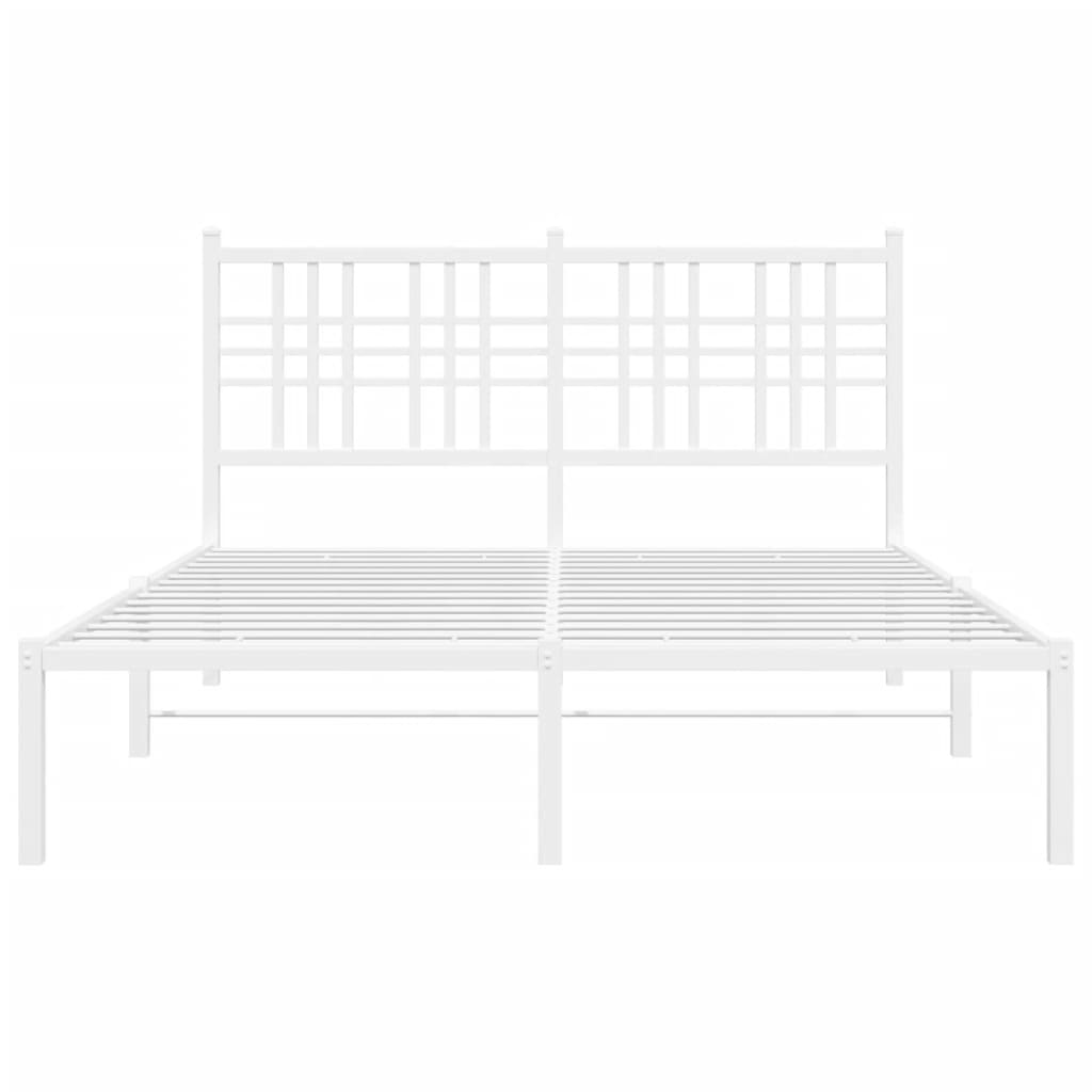 vidaXL Metal Bed Frame without Mattress with Headboard White 135x190cm