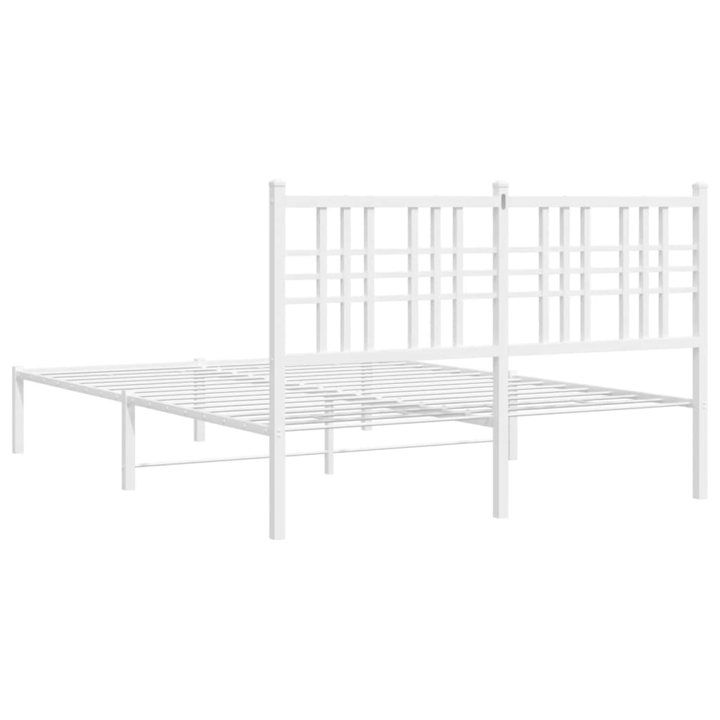 vidaXL Metal Bed Frame without Mattress with Headboard White 135x190cm