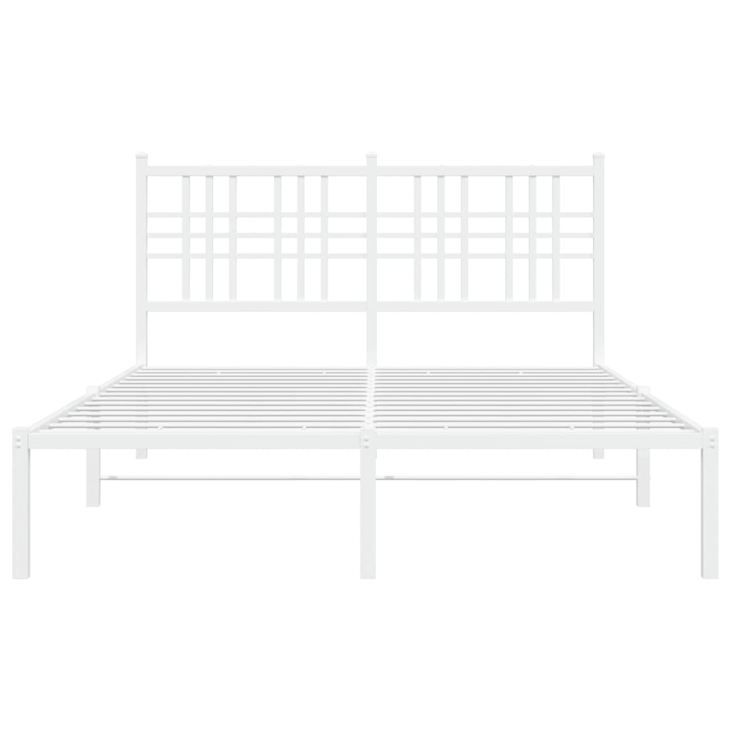 vidaXL Metal Bed Frame without Mattress with Headboard White 140x200cm