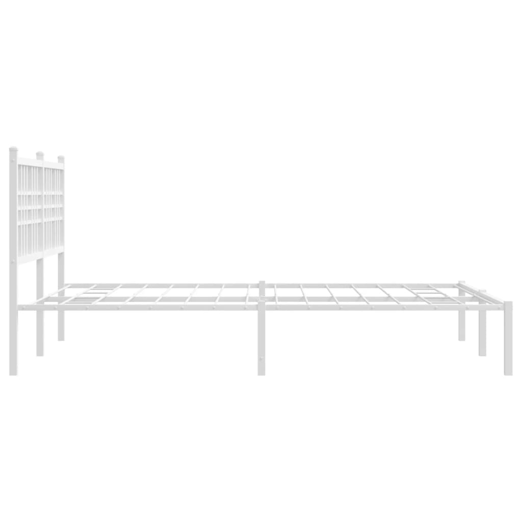 vidaXL Metal Bed Frame without Mattress with Headboard White 140x200cm