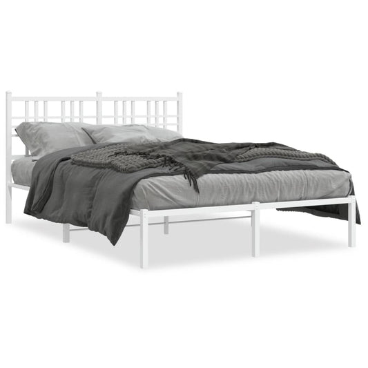 vidaXL Metal Bed Frame without Mattress with Headboard White 140x200cm