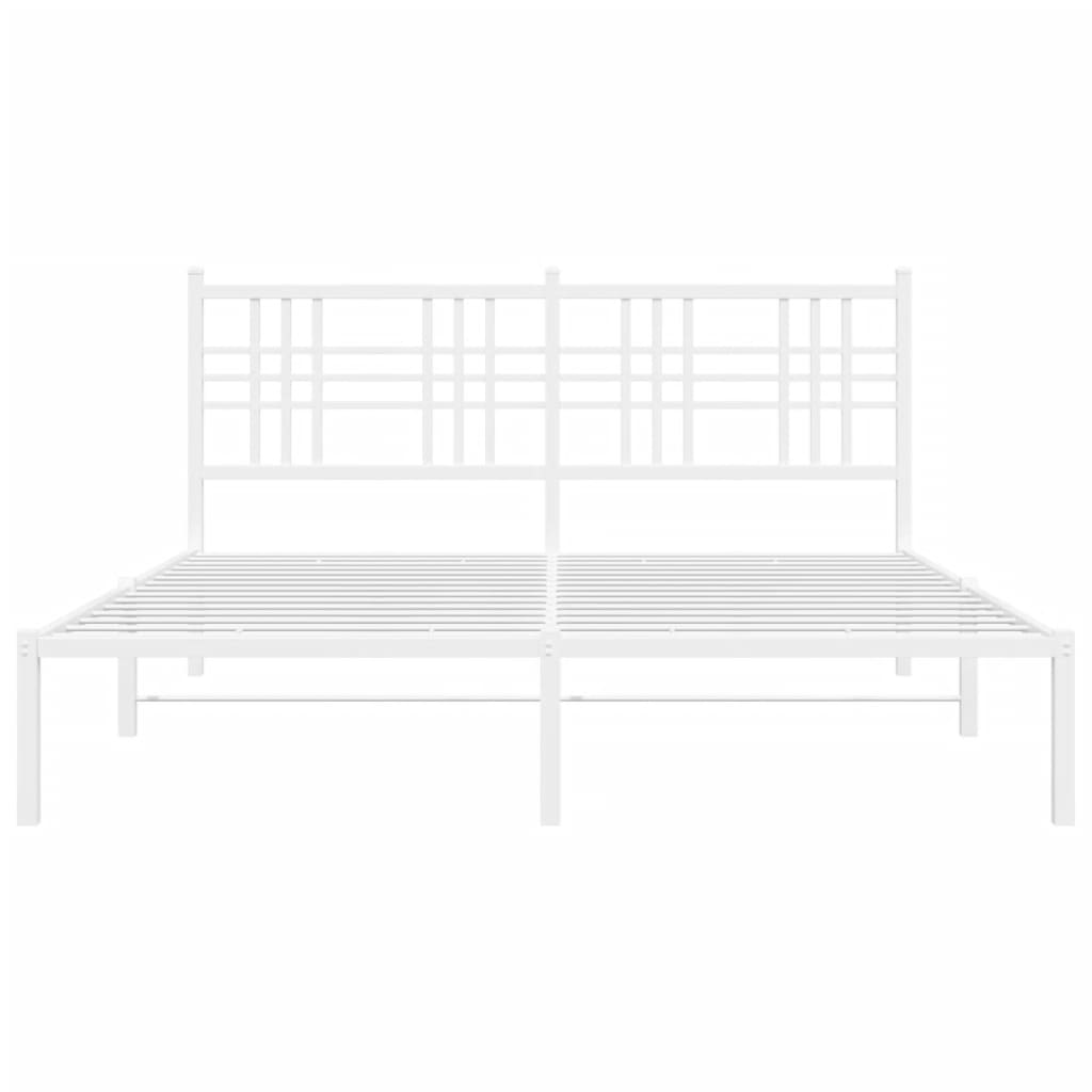 vidaXL Metal Bed Frame without Mattress with Headboard White 150x200cm