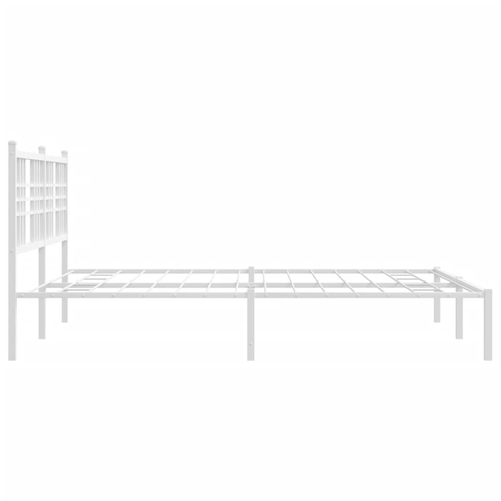 vidaXL Metal Bed Frame without Mattress with Headboard White 150x200cm