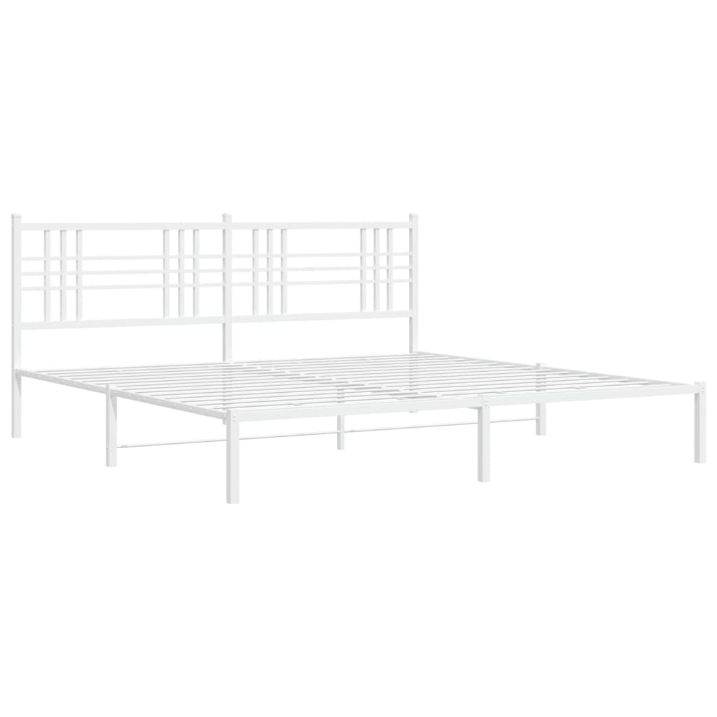 vidaXL Metal Bed Frame without Mattress with Headboard White 193x203cm