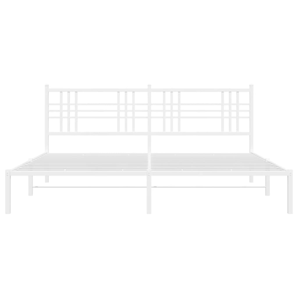 vidaXL Metal Bed Frame without Mattress with Headboard White 193x203cm