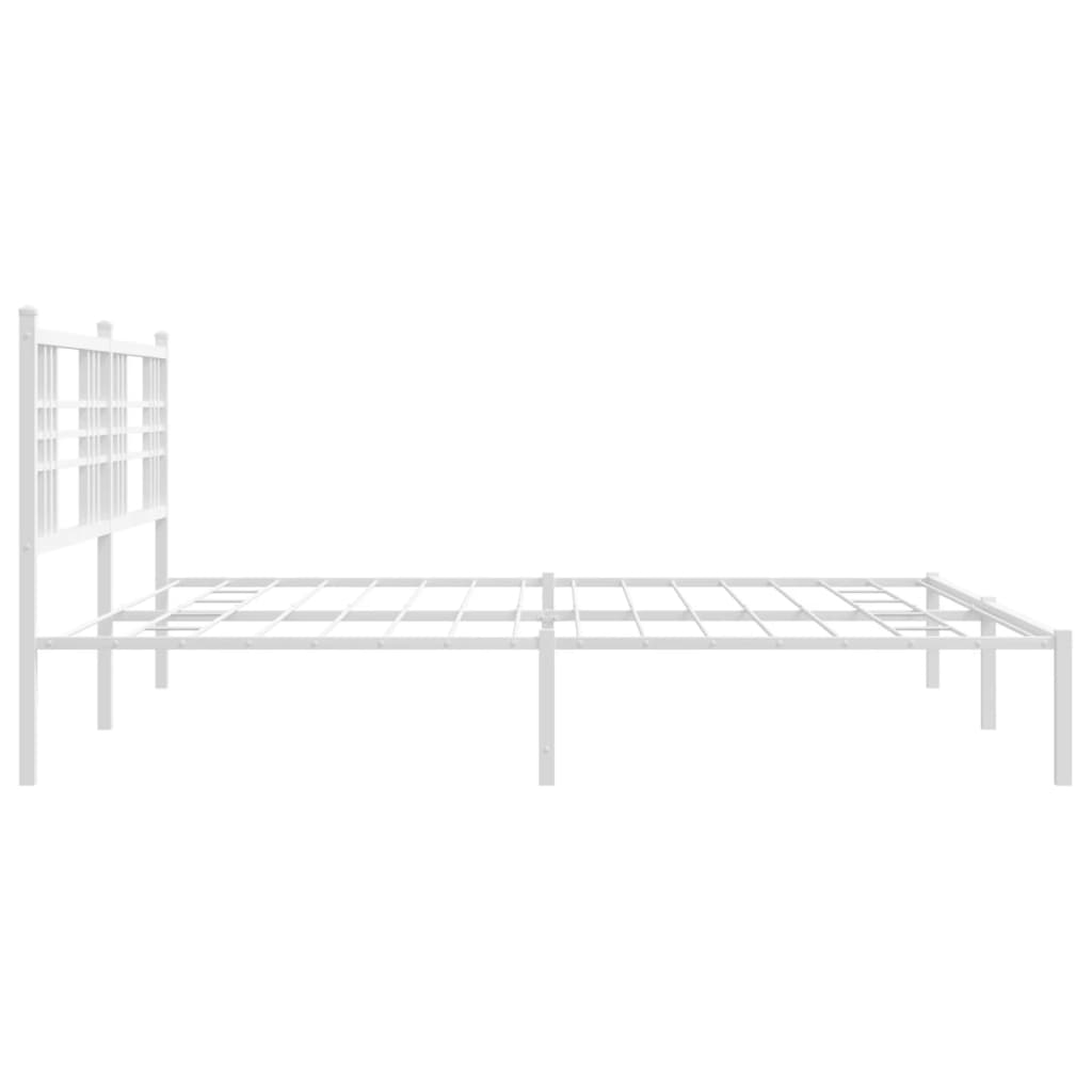 vidaXL Metal Bed Frame without Mattress with Headboard White 193x203cm