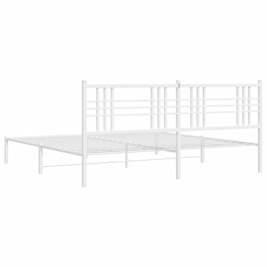 vidaXL Metal Bed Frame without Mattress with Headboard White 193x203cm