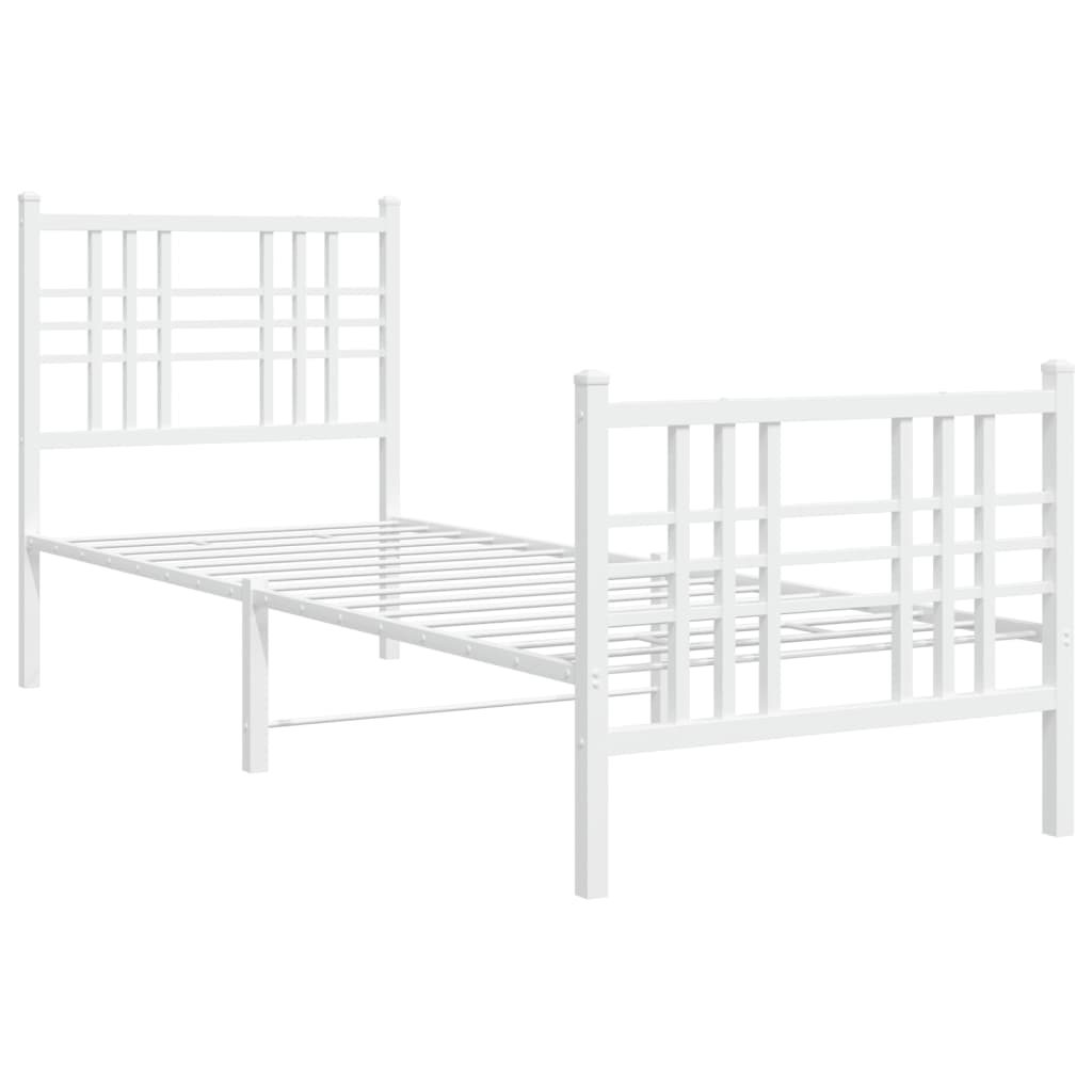 vidaXL Metal Bed Frame without Mattress with Footboard White 80x200cm