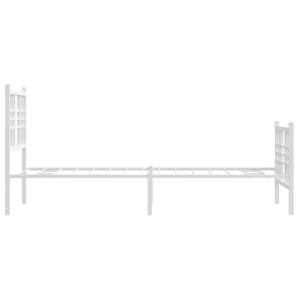 vidaXL Metal Bed Frame without Mattress with Footboard White 80x200cm