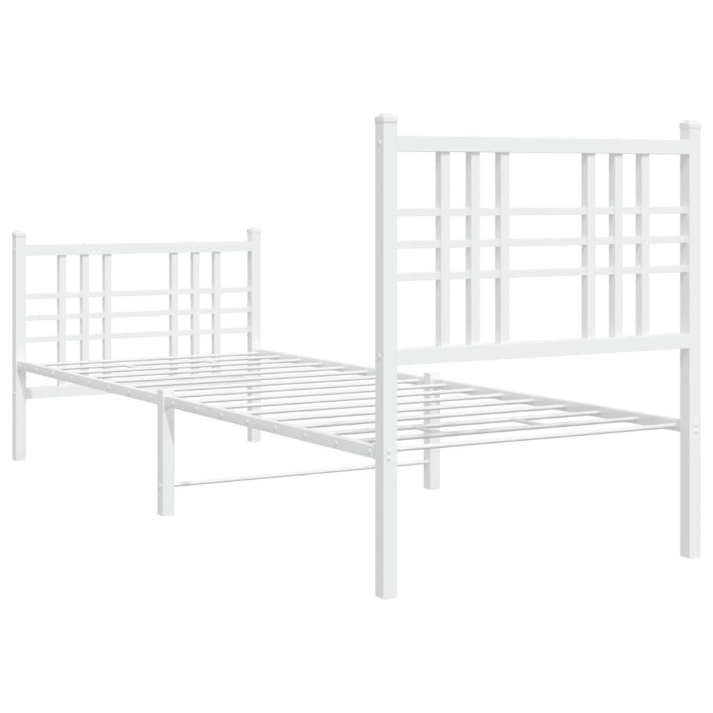 vidaXL Metal Bed Frame without Mattress with Footboard White 80x200cm