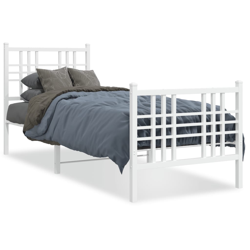 vidaXL Metal Bed Frame without Mattress with Footboard White 80x200cm