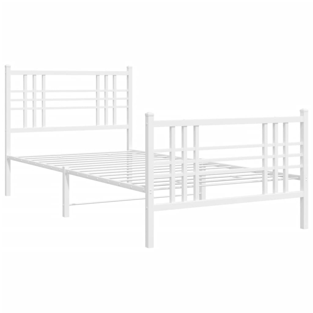 Metal Bed Frame without Mattress with Footboard White 90x190cm