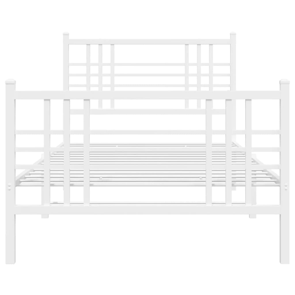 Metal Bed Frame without Mattress with Footboard White 90x190cm