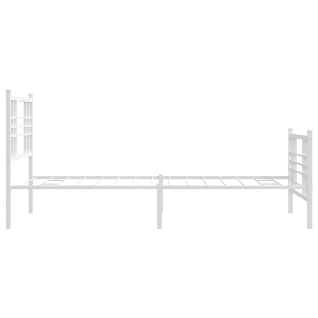 Metal Bed Frame without Mattress with Footboard White 90x190cm
