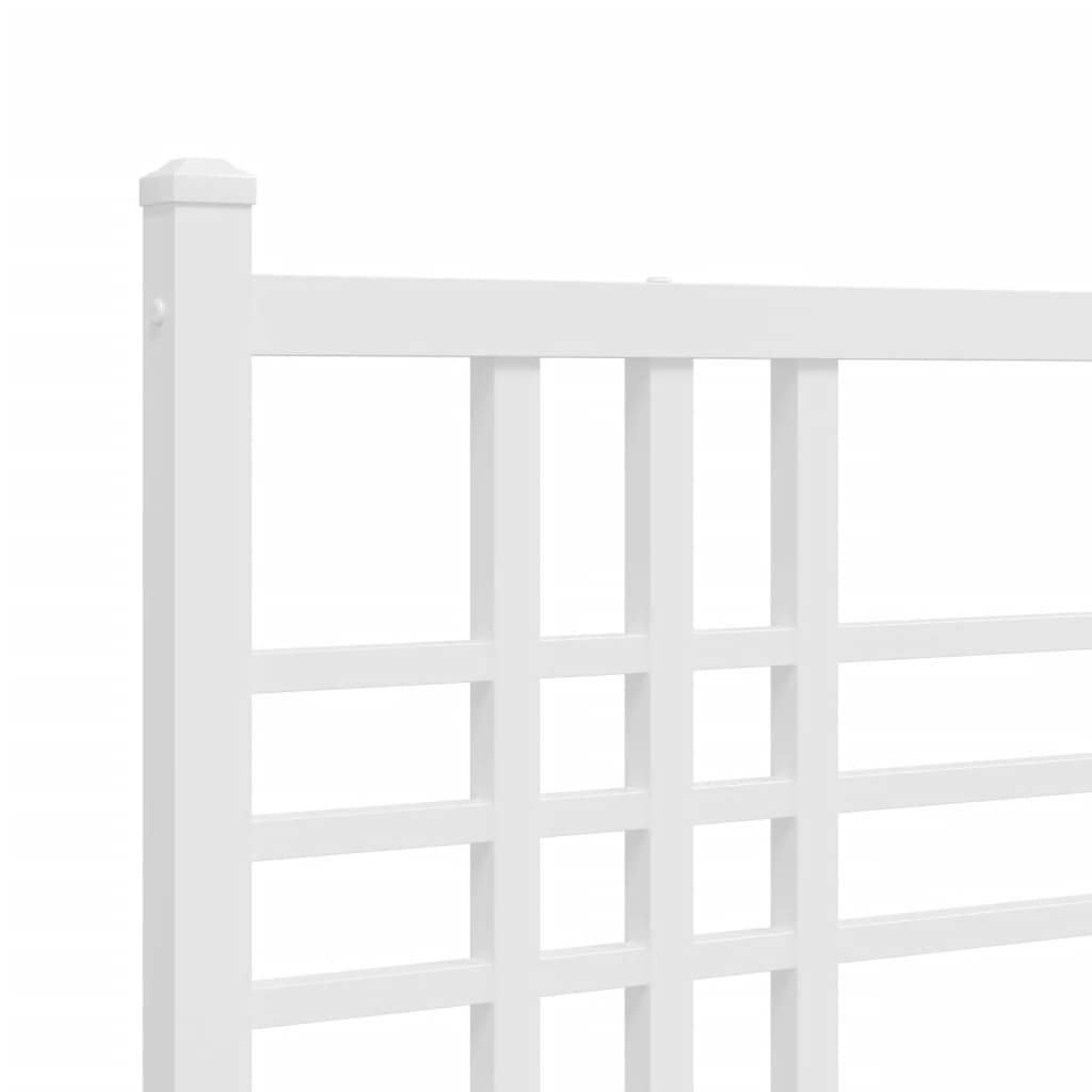 Metal Bed Frame without Mattress with Footboard White 90x190cm
