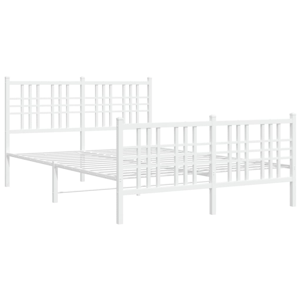 vidaXL Metal Bed Frame without Mattress with Footboard White 120x200cm