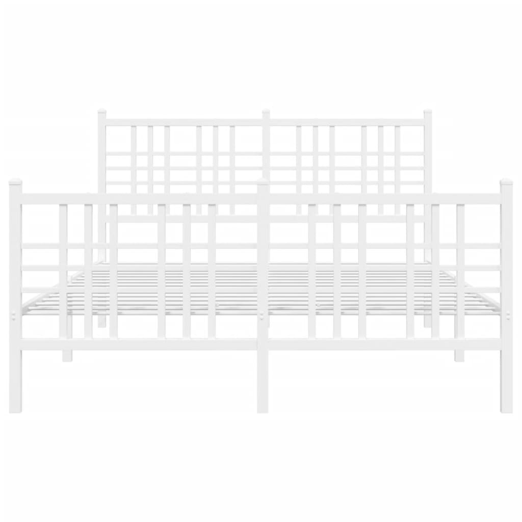 vidaXL Metal Bed Frame without Mattress with Footboard White 120x200cm