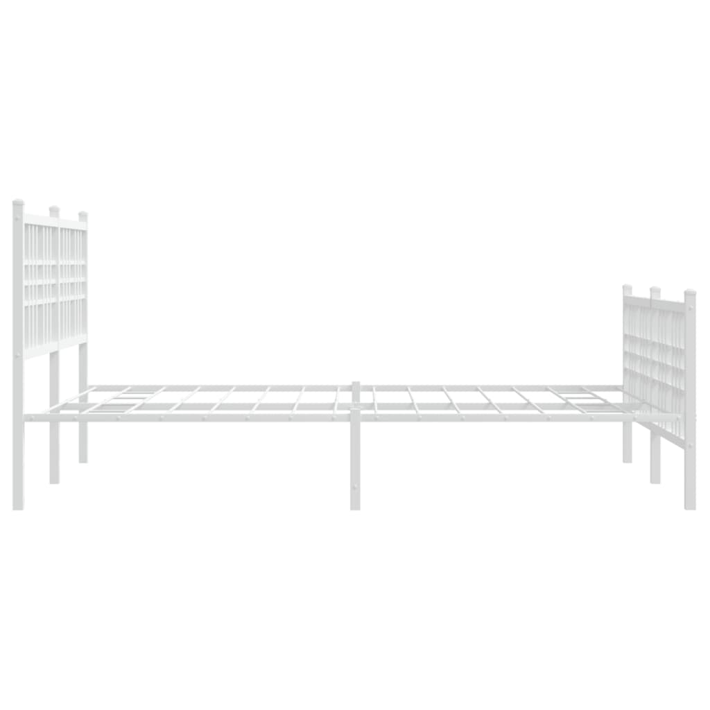 vidaXL Metal Bed Frame without Mattress with Footboard White 120x200cm