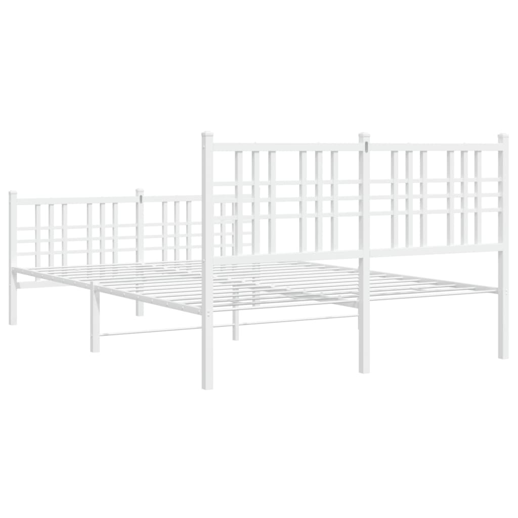 vidaXL Metal Bed Frame without Mattress with Footboard White 120x200cm