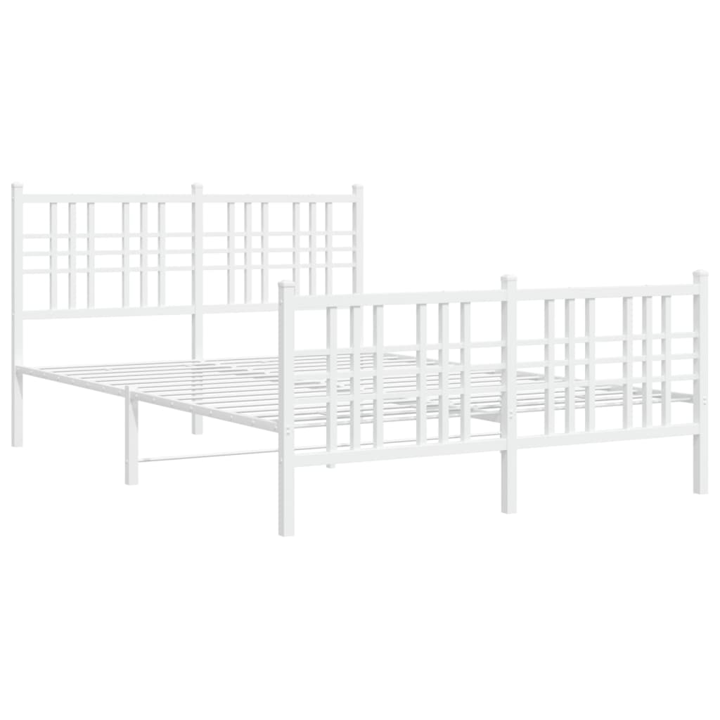 vidaXL Metal Bed Frame without Mattress with Footboard White 137x190cm