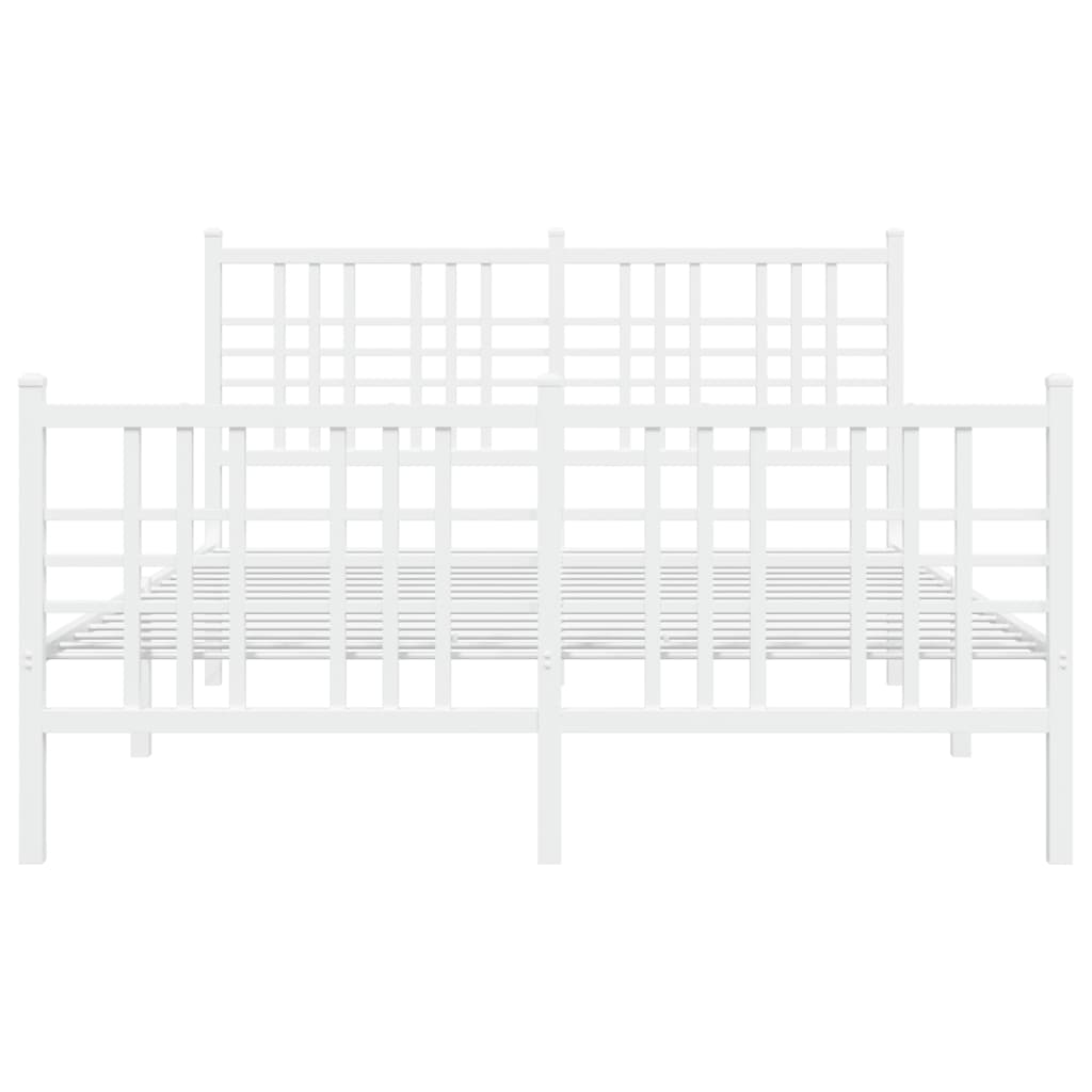 vidaXL Metal Bed Frame without Mattress with Footboard White 137x190cm