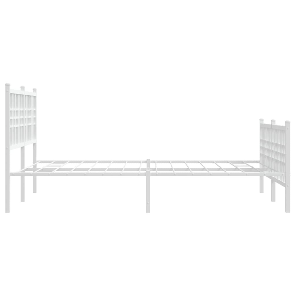 vidaXL Metal Bed Frame without Mattress with Footboard White 137x190cm