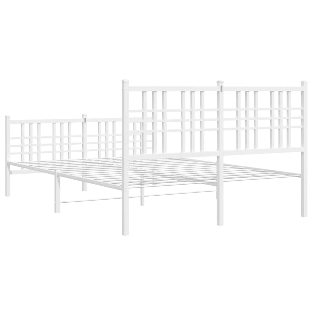 vidaXL Metal Bed Frame without Mattress with Footboard White 137x190cm