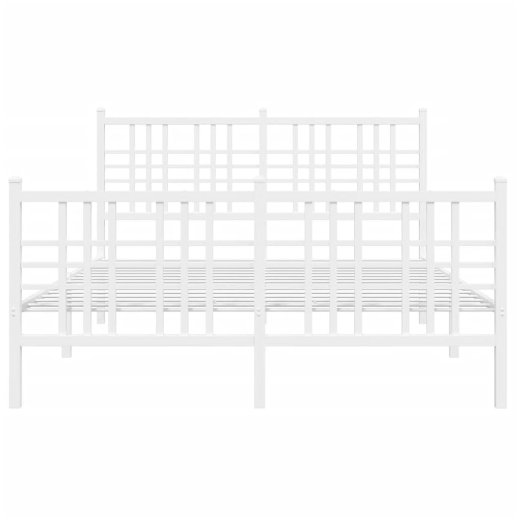 Metal Bed Frame without Mattress with Footboard White 140x190cm